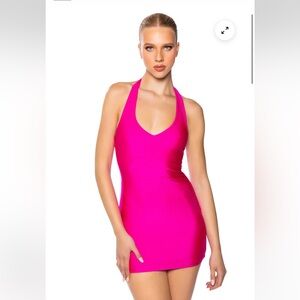 Paxton Hot Pink Halter Mini Dress